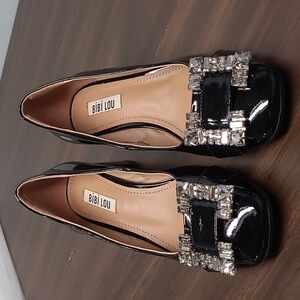 Bibi Lou Size 36 Black Patent Leather Doris Chunky Heeled Shoes